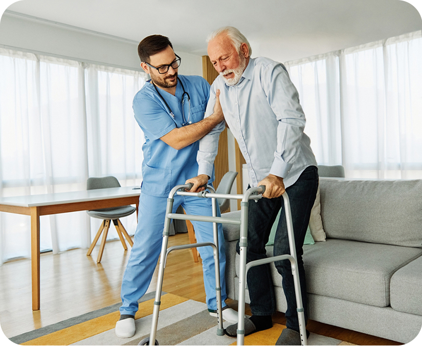 male nurse helping patient